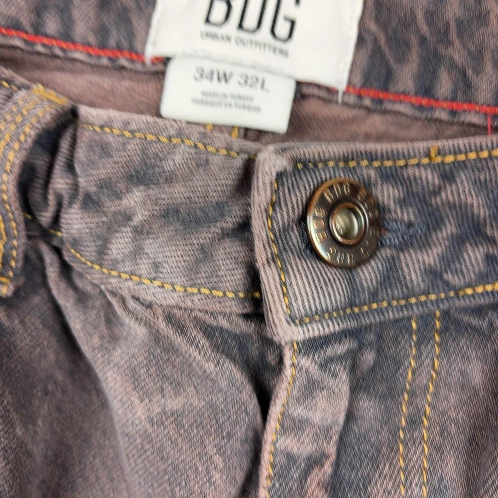 BDG Jeans Mens 34x32 Brown Medium Wash Relaxed Wide Leg Distressed Denim Pants